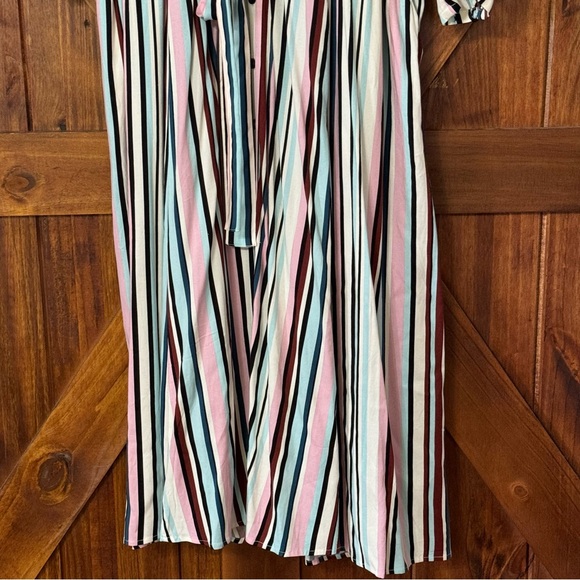 Torrid Midi Stretch Challis Button Front Shirt Dress Multi Color 00 - Picture 3 of 9